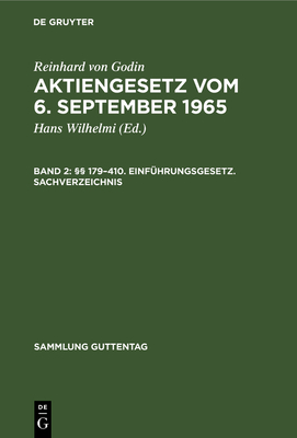  179-410. Einfhrungsgesetz. Sachverzeichnis - Wilhelmi, Hans (Editor), and Godin, Reinhard Von