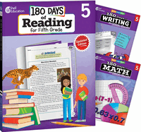 180 Days(tm) Reading, Writing and Math for Grade 5: 3-Book Set: Practice, Assess, Diagnose