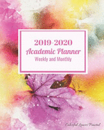 2019-2020 Academic Planner Weekly and Monthly Colorful Leaves Fractal