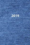 2019: Kalender/Terminplaner: 1 Woche auf 2 Seiten, Format ca. A5, Cover Jeans