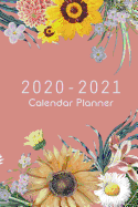 2020-2021 Calendar Planner: Pink Cover And Sun Flower, 24 Months and Weekly Calendar Organizer with Holidays Pocket Size