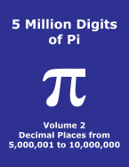 5 Million Digits of Pi - Volume 2 - Decimal Places from 5,000,001 to 10,000,000: 2nd 5000000 decimal places; 8000 digits on page; Digit counter on each row; Offset column index; Pi Day