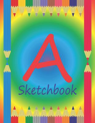 A Sketchbook: Initial a Monogram Sketchbook for Children. Pages Alternate Left Side Dot Grid, Right Side Blank. Colored Pencils on Cover. - Mayer Designs