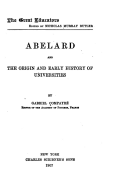 Abelard and the Origin and Early History of Universities