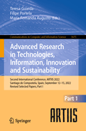 Advanced Research in Technologies, Information, Innovation and Sustainability: Second International Conference, Artiis 2022, Santiago de Compostela, Spain, September 12-15, 2022, Revised Selected Papers, Part I