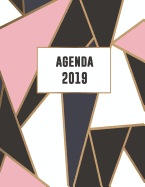Agenda 2019: Agenda Settimanale Con Calendario 2019 - Design a Mosaico in Oro Rosa Nero Bianco - 1 Settimana Per Pagina - Da Gennaio a Dicembre 2019