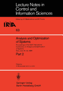 Analysis and Optimization of Systems: Proceedings of the Sixth International Conference on Analysis and Optimization of Systems, Nice, June 19-22, 1984