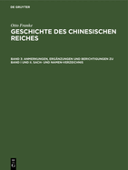 Anmerkungen, Erg?nzungen Und Berichtigungen Zu Band I Und II: Sach- Und Namen-Verzeichnis