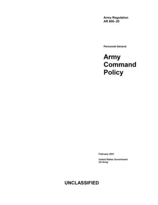 Army Regulation AR 600-20 Army Command Policy February 2021 - Us Army, United States Government