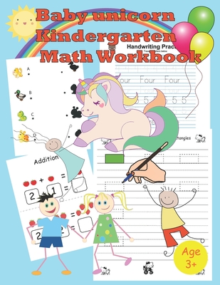 baby unicorn kindergarten math workbook: Activity Book for Kids tracing, coloring, matching, drawing, counting - Workbooks, Handwriting