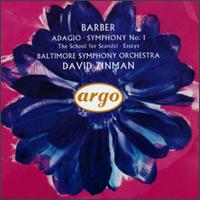 Barber: Adagio; Symphony No. 1; The School for Scandal; Essays - Baltimore Symphony Orchestra; David Zinman (conductor)