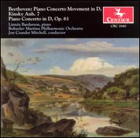 Beethoven: Piano Concerto Movement in D, Kinsky Anh. 7; Piano concerto in D. Op. 61 - Linna Bardarson (piano); Bohuslav Martinu Philharmonic Orchestra; Jon Ceander Mitchell (conductor)