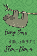 Being Busy is Seriously Overrated, Slow Down: Cute Sloth Journal - A Blank Lined Notebook for Busy Adults, Students and Kids That Reminds You to Slow Down!