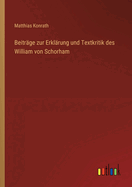 Beitrge zur Erklrung und Textkritik des William von Schorham