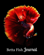 Betta Fish Journal: Dark Red Betta Swimming on Black Background