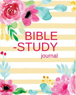 Bible Study Journal: Christian Journals / Workbooks / A Simple Guide to Journaling Scripture to Write in for Women Gifts, Pink Watercolor Yellow Stripes (Bible Study Journal Christian Notebook Workbook) (Volume 1). - Journal, Nine