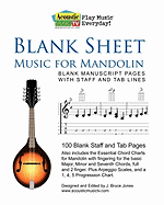 Blank Sheet Music for Mandolin: Blank Manuscript Pages with Staff and Tab Lines, 100 Blank Staff and Tab Pages
