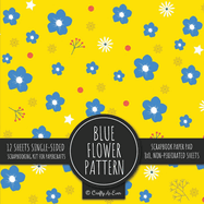 Blue Flower Pattern Scrapbook Paper Pad: Yellow Background 8x8 Decorative Paper Design Scrapbooking Kit for Cardmaking, DIY Crafts, Creative Projects