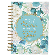 Christian Art Gifts Inspirational Spiral Journal Lined Notebook for Women Be Still and Know Ps. 46:10 Teal 192 Ruled Pages, Large Wire Bound Hardcover