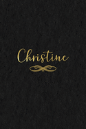 Christine: Personalized Journal to Write In - Black Gold Custom Name Line Notebook