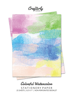 Colorful Watercolor Stationery Paper: Cute Letter Writing Paper for Home, Office, 25 Count, Art Print