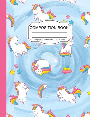 Composition Book: Magic Rainbow Unicornado Unicorn Tornado Wide Ruled Paper Lined Notebook Journal for Girls Teens Kids Students Back to School Cute Women Diary 7.5 x 9.25 in. 100 Pages - Notebooks, Cute Kawaii