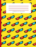 Composition Notebook: 3D Movie Glasses Eighties 3D Movie Red and Blue Glasses Movie Night Hipster Themed Journal and Notebook