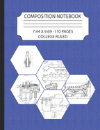 Composition Notebook: 7.44" x 9.69" - 110 pages College Ruled