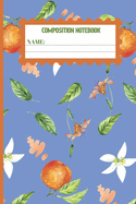 Composition Notebook: Cornflower Blue Orange gifts for women, men, kids, and teens: cute & elegant college ruled lined paper to write in