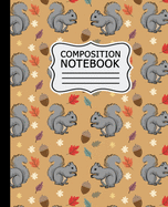Composition Notebook: Cute Gray Squirrels Pattern Fall Autumn - 7.5" X 9.25" 110 Wide Ruled Pages