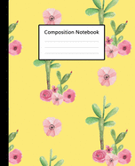 Composition Notebook: Cute Yellow Colour Watercolor Cactus Pattern Cover, 110 Pages 7.5"x9.25" College Wide Ruled Paper Notebook Journal, Blank Lined Workbook for Teens Kids Students Girls Boys for Home School College for Writing Note taking.