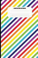 Composition Notebook: Rainbow Stripes (Slanted) on White (100 Pages, College Ruled)