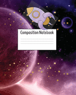 Composition Notebook: Space Journal - Purple Rocket