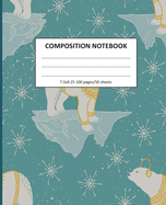 Composition Notebook: Wide Ruled Line Class Notebook, School Notebook, Homes School Notebook, Gift for Kids, Students, Teens, 7.5 x 9.25 inches, Cute Polar Bear Notebook