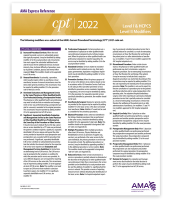 CPT Express Reference Coding Card 2022: Level I & HCPCS Level II Modifiers - American Medical Association