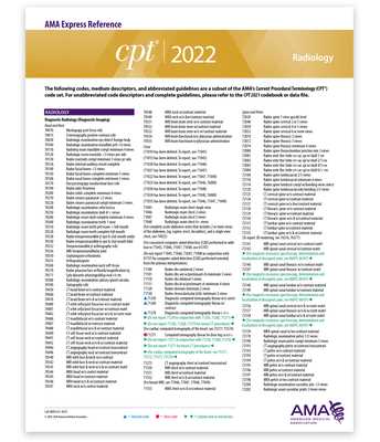 CPT Express Reference Coding Card 2022: Radiology - American Medical Association