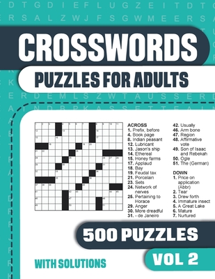 Crosswords Puzzles for Adults: Crossword Book with 500 Puzzles for Adults. Seniors and all Puzzle Book Fans - Vol 2 - Books, Visupuzzle