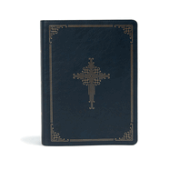 CSB Ancient Faith Study Bible, Navy Leathertouch, Indexed: Black Letter, Church Fathers, Study Notes and Commentary, Ribbon Marker, Sewn Binding, Easy-To-Read Bible Serif Type