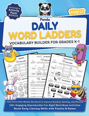 Daily Word Ladders and Vocabulary Builder for Grades K-1: Interactive Kids Weekly Workbook to Improve Reading, Spelling, and Phonics 100+ Engaging Reproducible Fun Sight Word Book Activities to Boost Early Literacy Skills with Puzzles & Games - Panda, Polymath