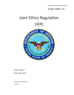 Department of Defense Directive DoDD 5500.7-R Joint Ethics Regulation (JER) with Change 7 November 2011