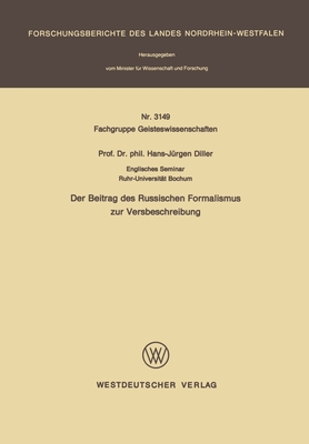 Der Beitrag des Russischen Formalismus zur Versbeschreibung - Diller, Hans-J?rgen