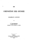 Die Composition Der Odyssee, Gesammelte Aufsatze