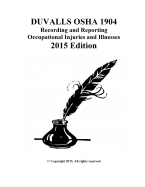 Duvalls OSHA 1904 Recording and Reporting Occupational Injuries and Illnesses: Duvalls OSHA 1904 Recording and Reporting Occupational Injuries and Illnesses 2015 Edition