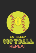 Eat Sleep Softball Repeat O: Softball Monogram Journal Cute Personalized Gifts Perfect for All Softball Fans, Players, Coaches and Students