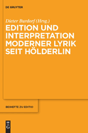 Edition Und Interpretation Moderner Lyrik Seit Hlderlin