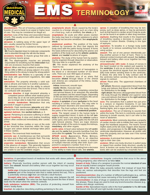 EMS Terminology: A Quickstudy Laminated Reference Guide - The Red to Black Editing Co
