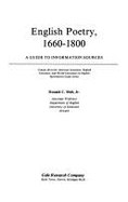 English Poetry, 1660-1800: A Guide to Information Sources