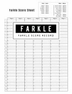Farkle Score Record: Farkle Game Record Keeper Book, Farkle Scoresheet, Farkle Score Card, Farkle Writing Note, Room to Record Your Scores While Playing Farkle, 100 Pages, Size 8.5 X 11 Inch