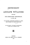 Festschrift Adolph Wullner