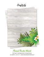 Floral Rustic Wood Stationery Paper: Cute Letter Writing Paper for Home, Office, 25 Sheets (Border Paper Design)